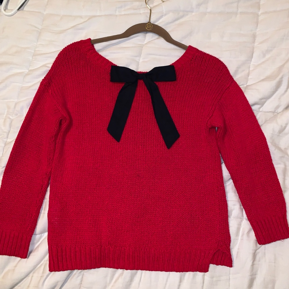 Red Hollister Sweater with Black Bow on the Back